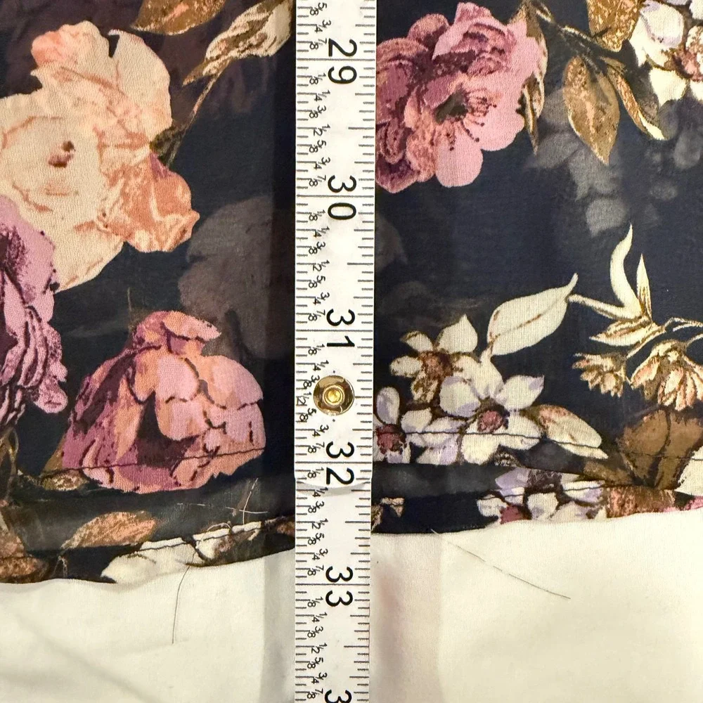 Kaileigh Tinkham Open Kimono Navy Floral Sheer Chiffon XXL Stitch‎ Fix Boho New